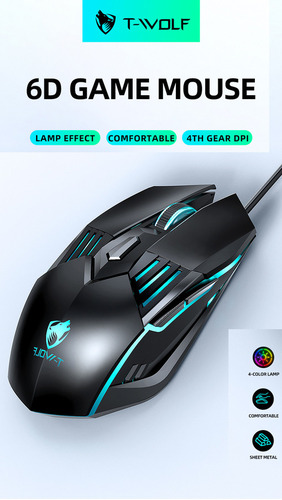 T-WOLF G560 gaming mouse with wired illumination mechanical e-sports mecha blue wind fully environmentally friendly