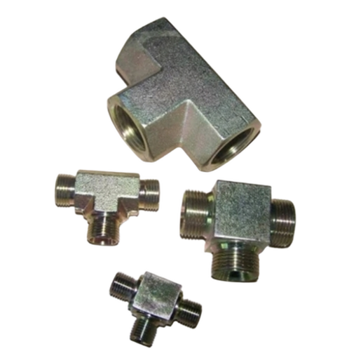 Hydraulic Tee Fitting - Color: Metallic