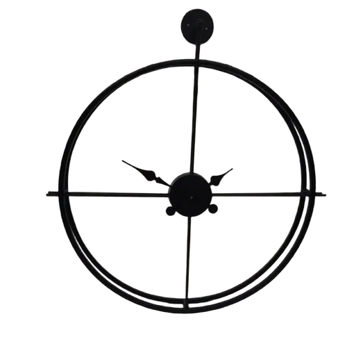 Black Metal Wall Clock - Shape: Round