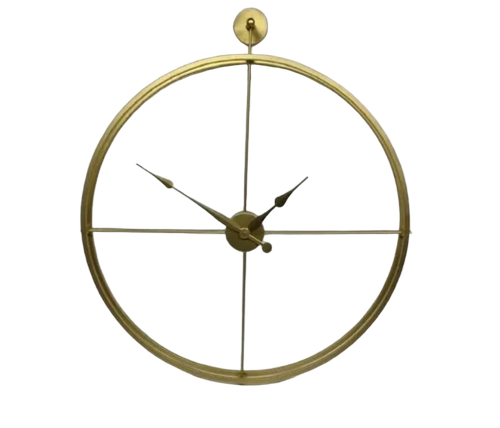 Golden Metal Wall Clock - Shape: Round