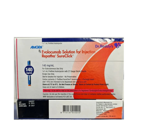 Pharmaceutical Evolosumab 140 Mg Repatha Injection - Life Span: 2029
