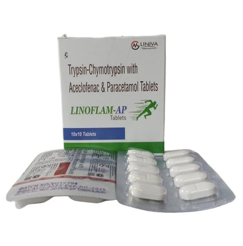 Trypsin-Chymotrypsin Aceclofenac Paracetamol 50000 Iu - Dosage Form: Tablets