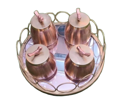 Wedding Gift Dry Fruit Jar With Tray Platter - Color: Metallic