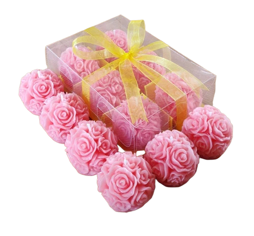 Pink Scented Candle Rose Ball Set