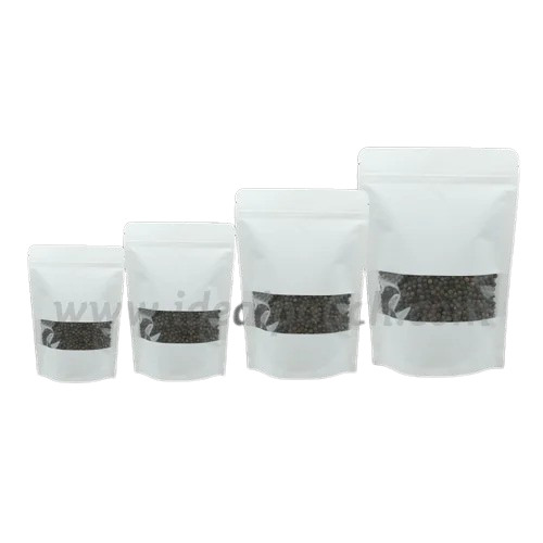 White Kraft Paper Stand Up Pouches - Size: 6*4 Inches
