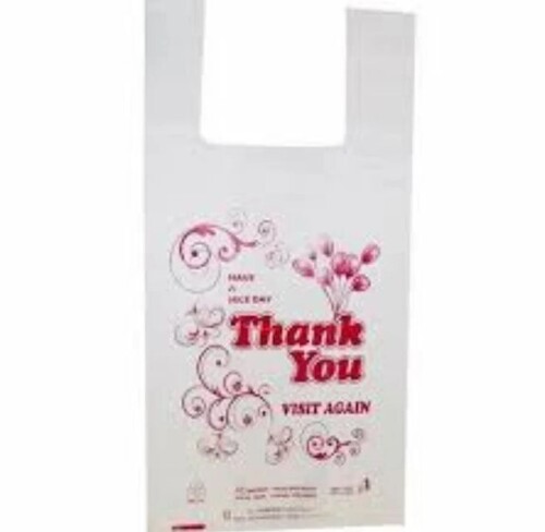 Printed Plastic Carry Bag - Color: White