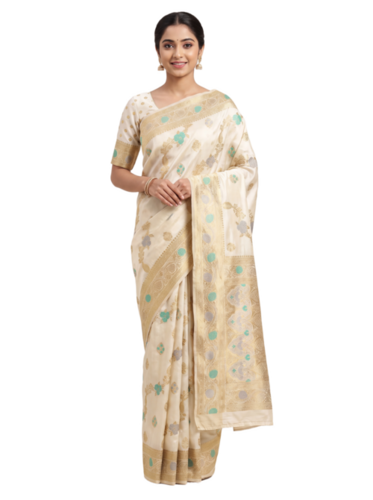 Dola Silk Saree With Gold Zari Meena Jaal - Color: Multiple Colours Available