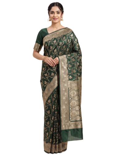 Premium Satin Banarasi Saree with Zari Floral Jaal Wholesale