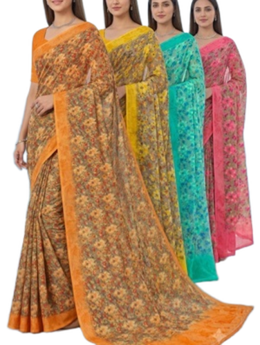Fashionable Silk Georgette Sarees - Gender: Female