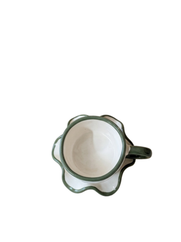 Papa Printed Flower Shape Ceramic Cup with Saucer