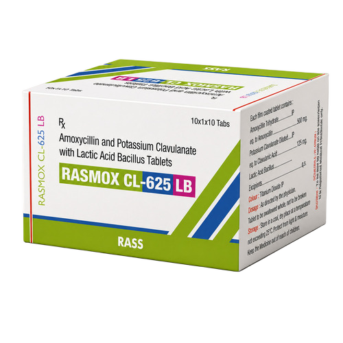Amoxycillin And Potassium Clavulanate With Lactic Acid Bacillus Tablets Rasmox Cl-625 Lb - Expiration Date: 24 Months Months