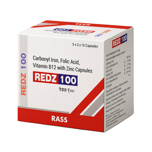 Carbonyl Iron Folic Acid Vitamin B12 With Zinc Capsules Redz 100 - Grade: Medicine Grade