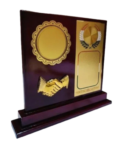 Golden Shield Wooden Trophy And Awards - Finishing: Polished
