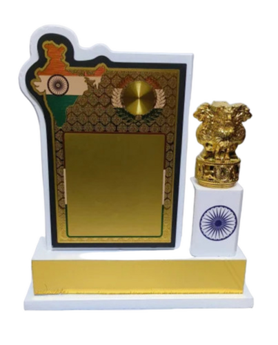 Wooden Golden Ashok Stumbh For Appreciation Award Premium With Ashok Chakra Corporate Trophy - Finishing: Polished