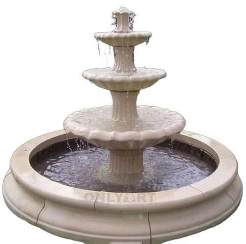 6 Ft Sandstone Water Fountain - Color: White