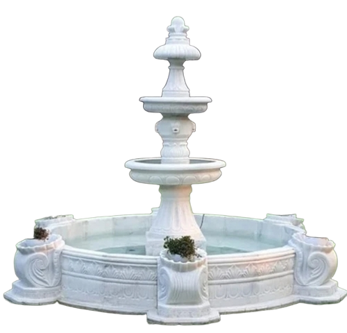 8Ft Marble Water Fountain - Color: White