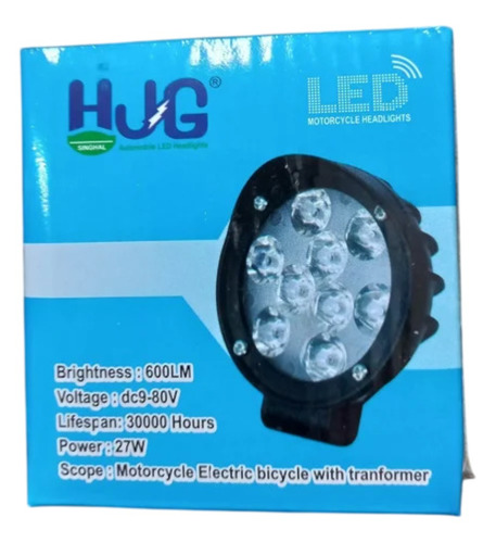 Hug Led Motorcycle Headlight - Color: Black