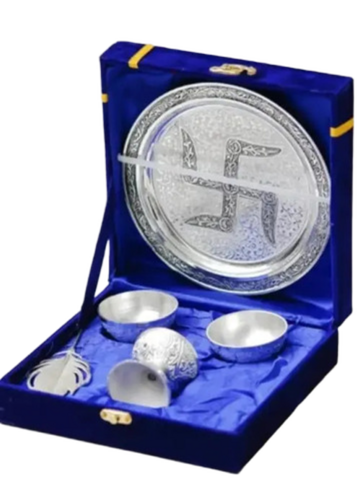 Silver Pooja Thali Set By Nabiha Handicrafts