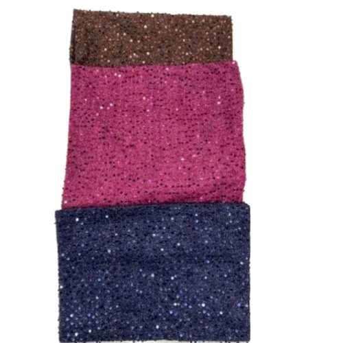Kalamkari Lurex Fur Fabric With 5Mm Sequin - Color: Various Color
