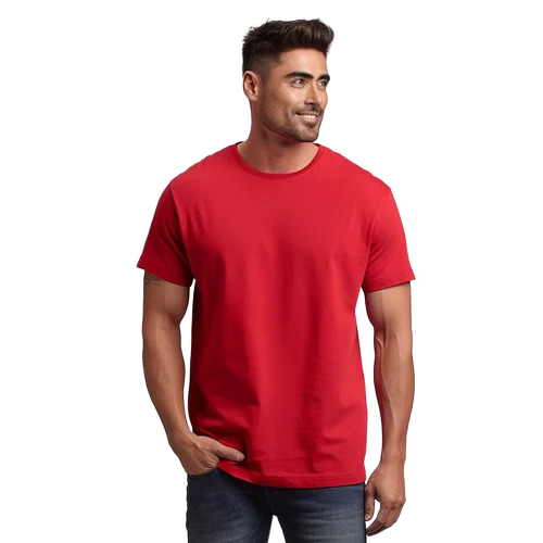 Red Cotton Round Neck T Shirt