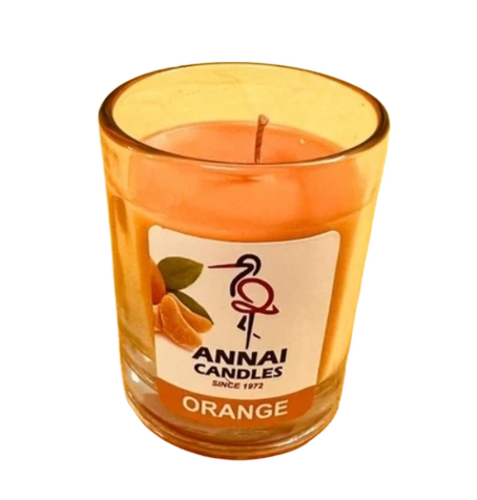 Annai Candles Orange Scented Shot Glass Candle - Burning Time: 5 Minutes