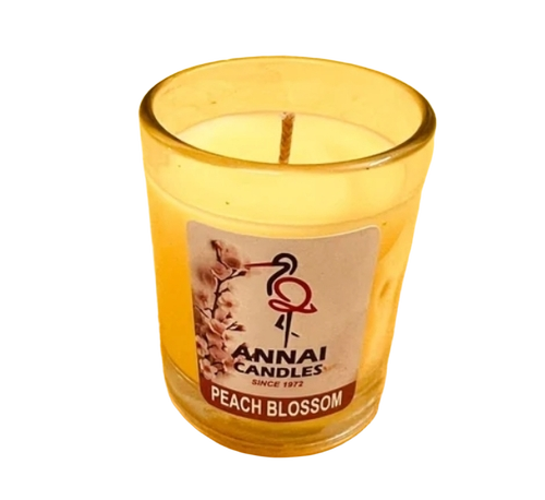 Annai Candles Peach Blossom Scented Shot Glass Candle - Burning Time: 5 Months