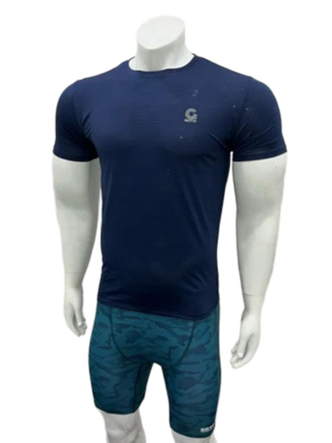 Mens Blue Nylon T Shirt