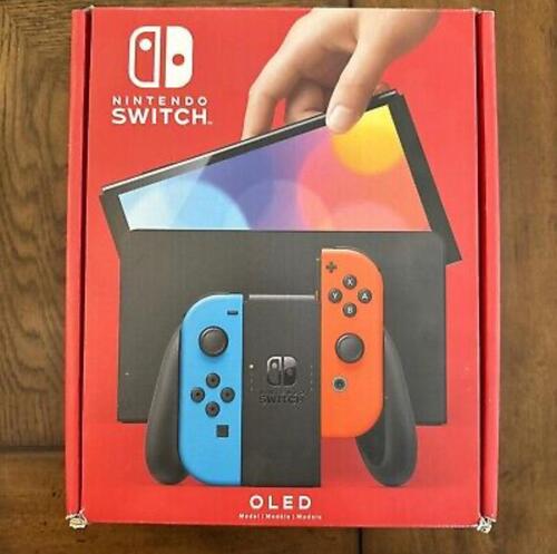 Nintendo Switch OLED Model HEG-001 Handheld Console 64GB - Red-Neon Blue