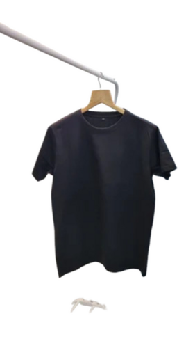 Black Cotton Round Neck T Shirt