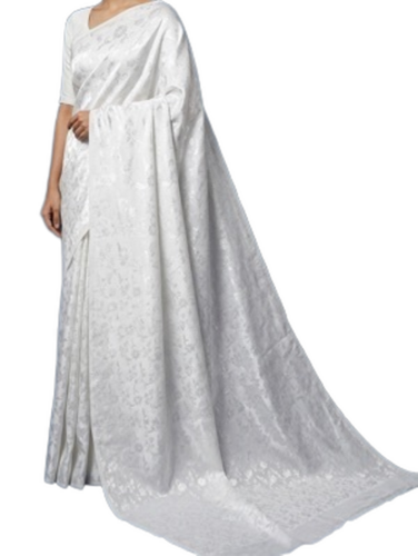 Fashionable Jacquard Sarees - Color: White