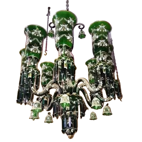 Ceiling Green Glass Chandelier