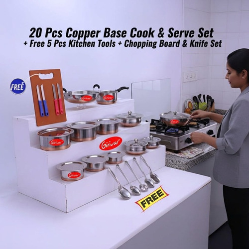 Stainless Steel 25 Copper Bottom Cookware Set