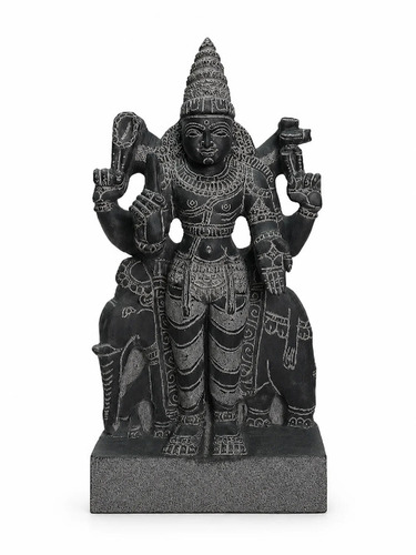 1.25 ft Guru Bhagavan (Navagraha) Statue - Stone, 1.25 Foot, Black | Durable, Intricate Navagraha Design