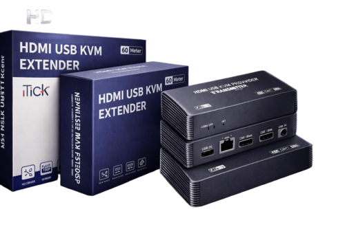 Hdmi Usb Kvm Extender 1080P 60Hz 60M Over Cat5E Cat6 Cable Plug And Play - Color: Black
