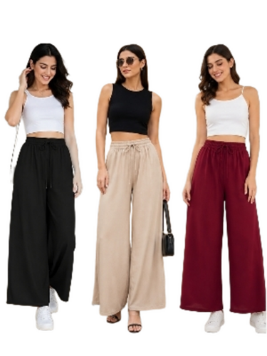 Ladies Palazzo Pants - Color: Black/White/Cream/Mehroon
