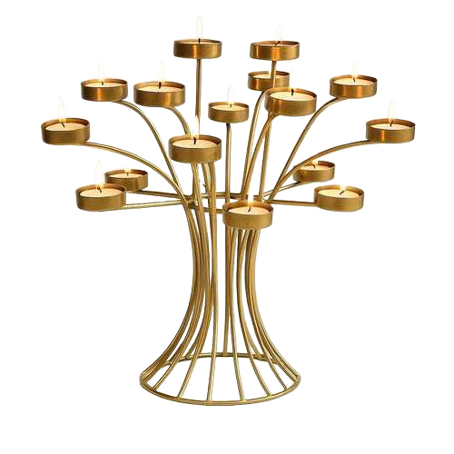 Luxury Gold Metal Tree Tealight Candle Holder For Home Decor And Table Centerpiece - Application: Ome