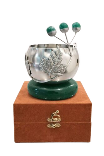 Silver Plated Dry Fruit Bowl With Cocktail Picks - Application: Home