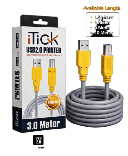 USB 2.0 Printer Cable 3M High Speed USB A Male to USB B Male Computer Laptop Cable