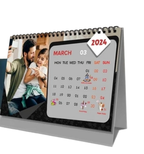 9.5X8.5 Inch Paper Printed Table Calendar - Color: Gray