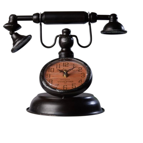 Vintage Telephone Tabletop Clock - Color: Black