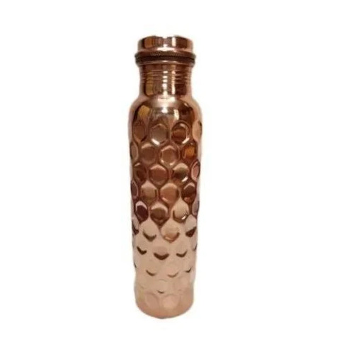 Hammered Diamond Copper Water Bottle - Capacity: 1 Ltr