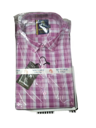 Men Small Check Print Cotton Shirt - Color: All