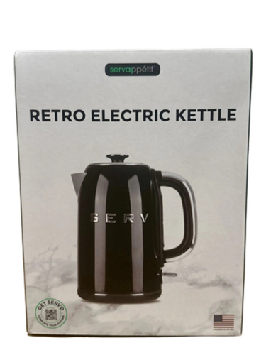 Servappetit Black Retro Style Serv Corded Electric Water Kettle 1.7L Teapot Nib - Material: Stainless Steel