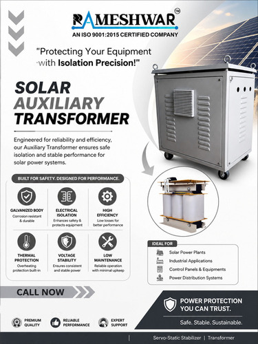 30 Kva Auxiliary Transformer 3 Phase (Air Cool) - Coil Material: Copper Core