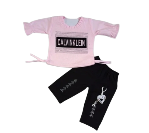 Hosiery Printed Kids Top Pant - Color: Pink