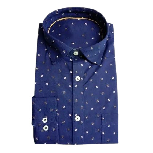 Blue Printed Mens Cotton Shirt - Age Group: Adults