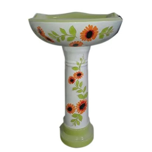 Multicolor Polished Pedestal Wash Basin - Color: White