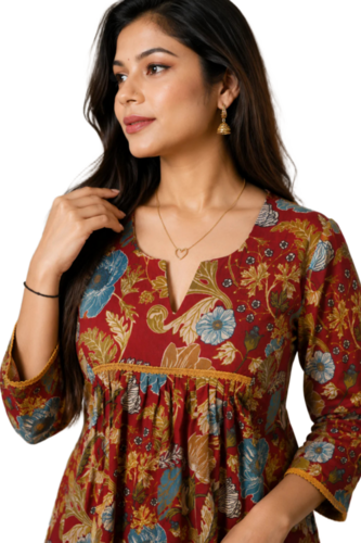 Floral Cotton Long Kurti