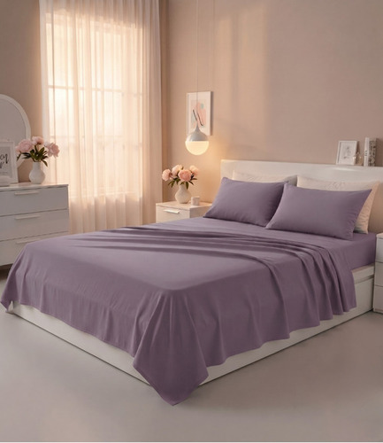 Soft Heaven Mauve King Size Cotton Bedsheet - Pastel Solid Premium Bedding