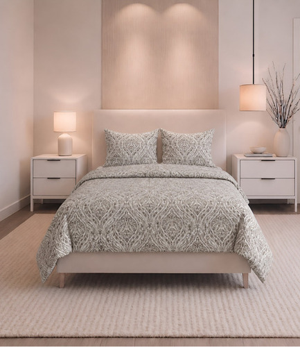 Soft Touch Beige Paisley King Size Cotton Bedsheet AcA A  Timeless Elegance & Everyday Comfort